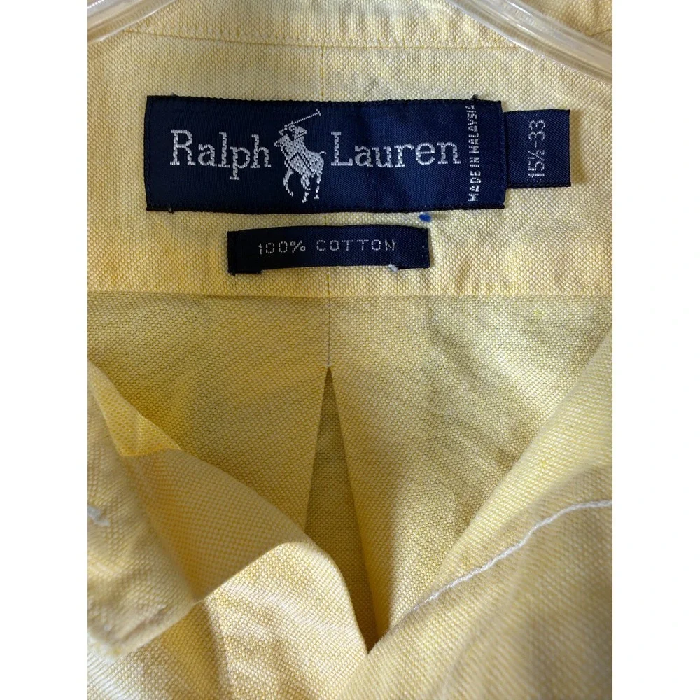 Polo Ralph Lauren long sleeve button shirt mens 15 1/2 33 Yellow Flesh pony